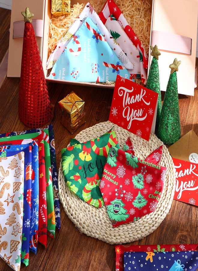 Kacctyen 300 Pcs Christmas Dog Bandanas Bulk Adjustable Winter Holiday Scarfs Washable Santa Snowman Christmas Tree Pet Bibs Pet Costume Accessories for Small Medium Large Dogs Cats Grooming Supplies - Image 2